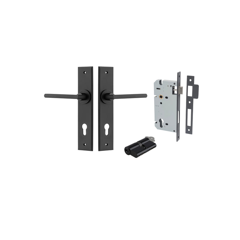 Baltimore Lever Chamfered Matt Black Entrance Kit - Key/Key