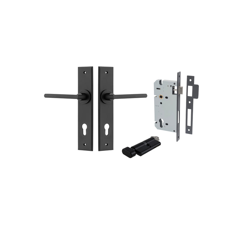 Baltimore Lever Chamfered Matt Black Entrance Kit - Key/Thumb Turn