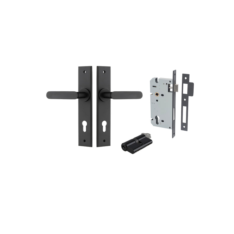 Bronte Lever Chamfered Matt Black Entrance Kit - Key/Key