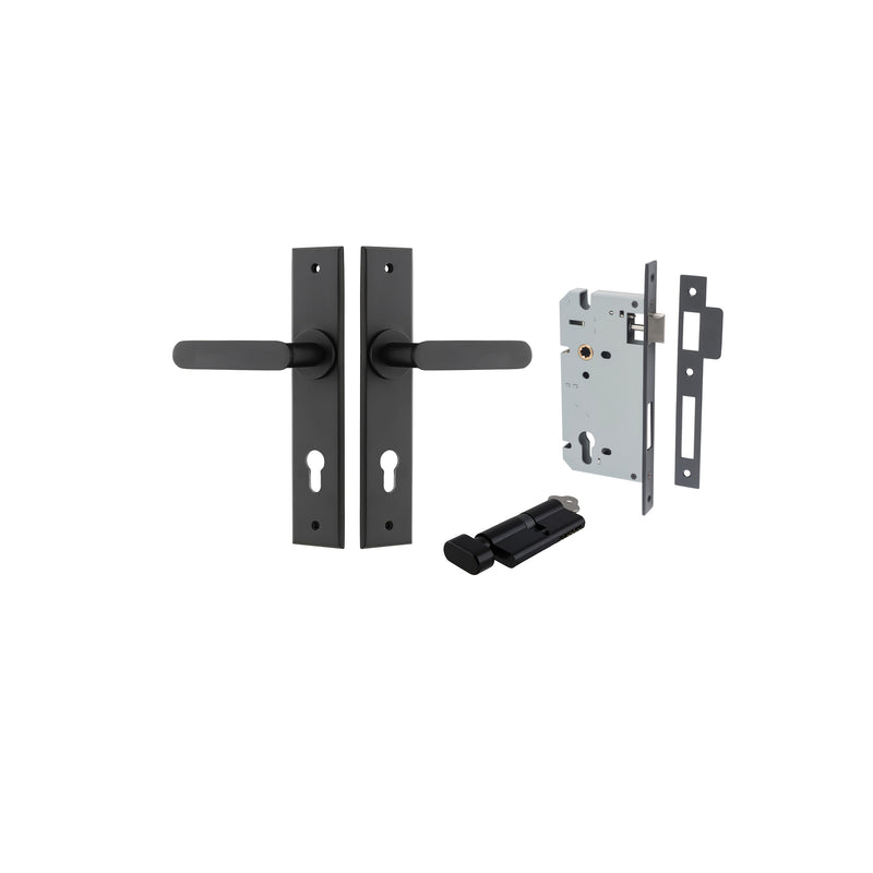 Bronte Lever Chamfered Matt Black Entrance Kit - Key/Thumb Turn