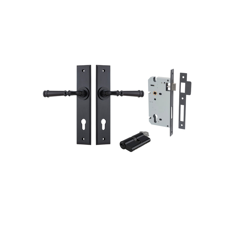 Verona Lever Chamfered Matt Black Entrance Kit - Key/Key