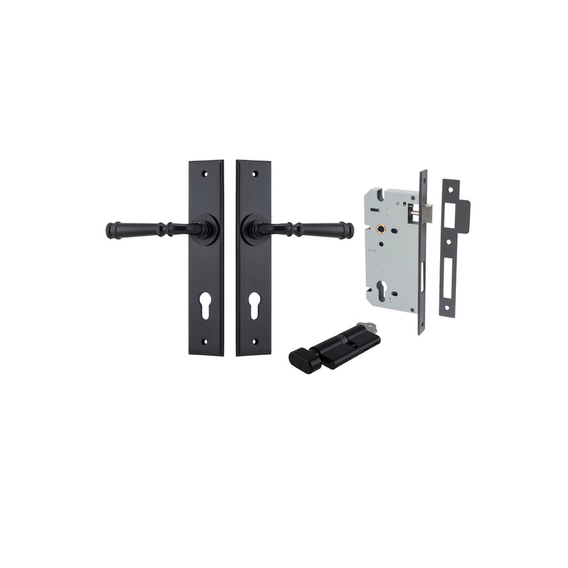 Verona Lever Chamfered Matt Black Entrance Kit - Key/Thumb Turn