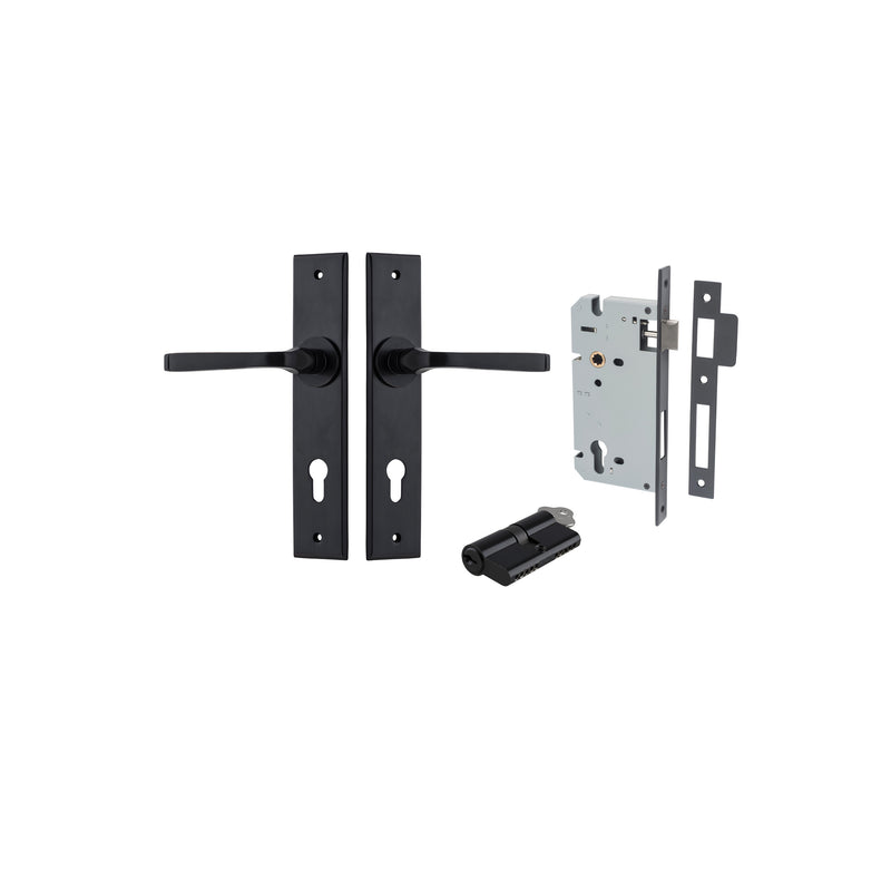 Annecy Lever Chamfered Matt Black Entrance Kit - Key/Key