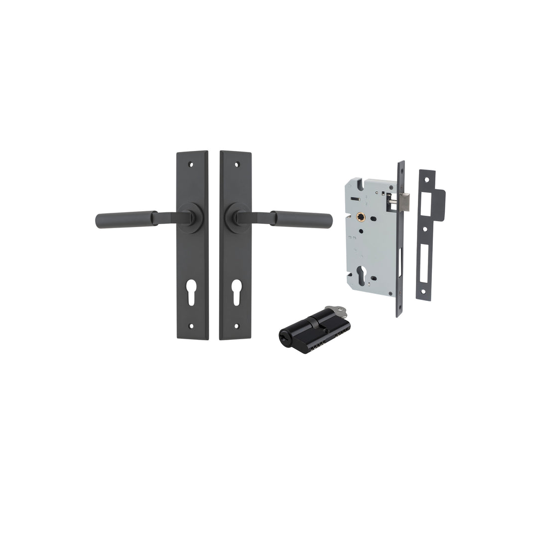 Berlin Lever Chamfered Matt Black Entrance Kit - Key/Key