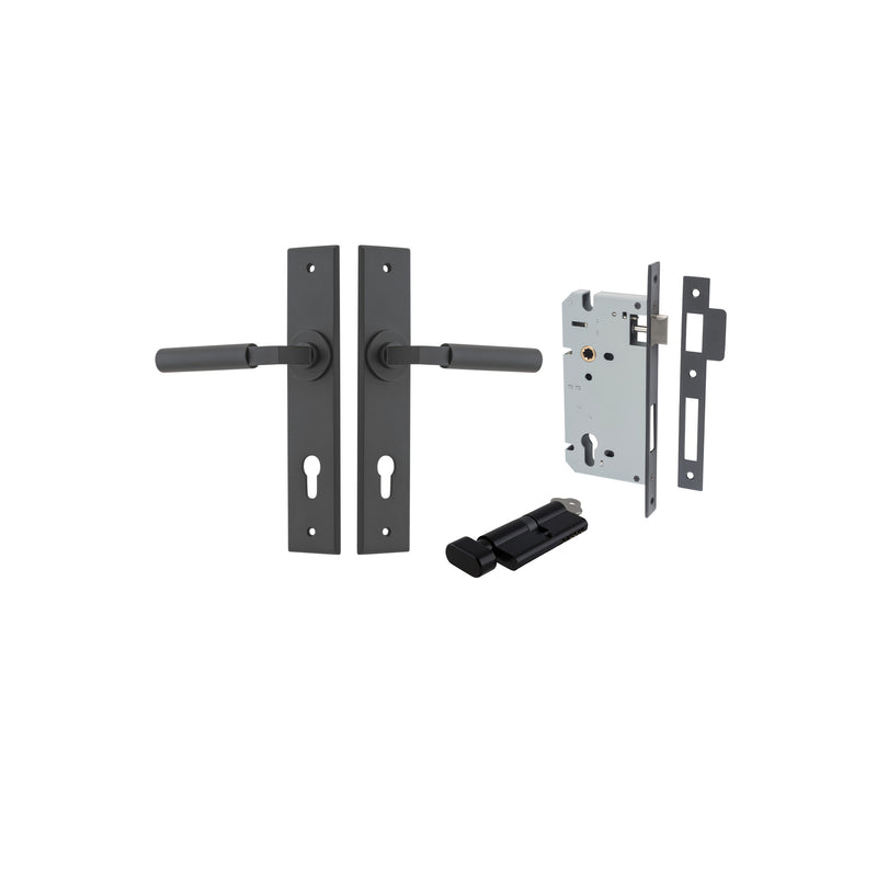 Berlin Lever Chamfered Matt Black Entrance Kit - Key/Thumb Turn