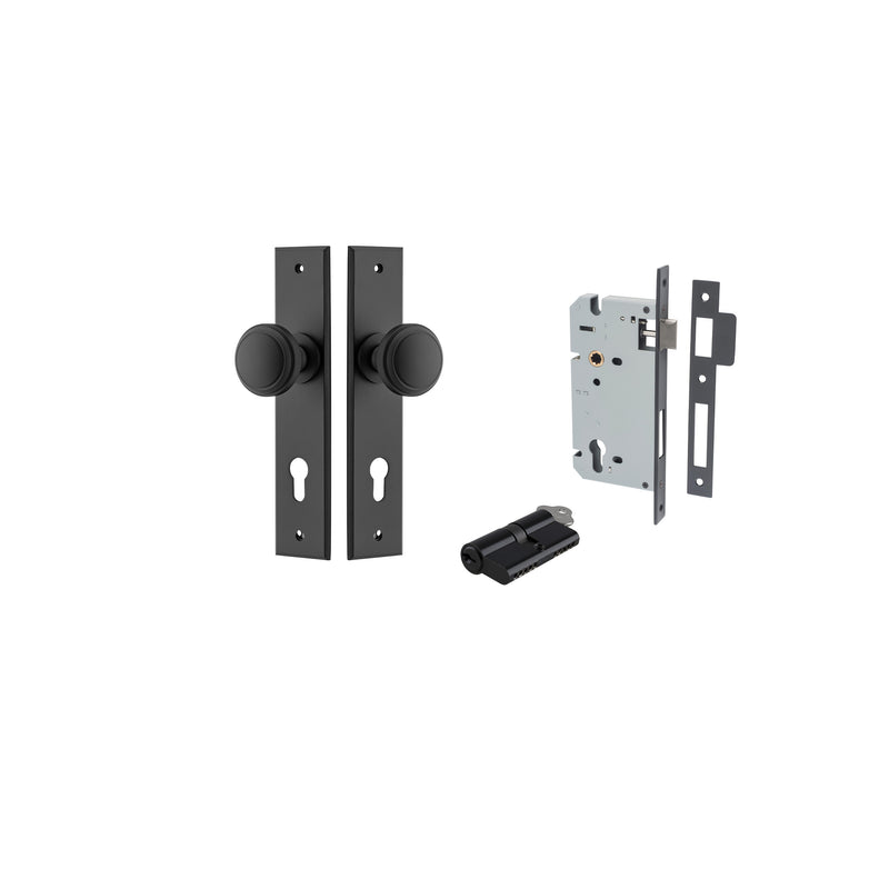 Paddington Knob Chamfered Matt Black Entrance Kit - Key/Key