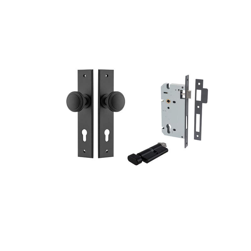 Paddington Knob Chamfered Matt Black Entrance Kit - Key/Thumb