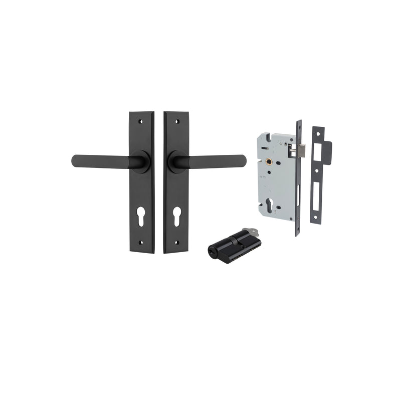 Osaka Lever Chamfered Matt Black Entrance Kit - Key/Key