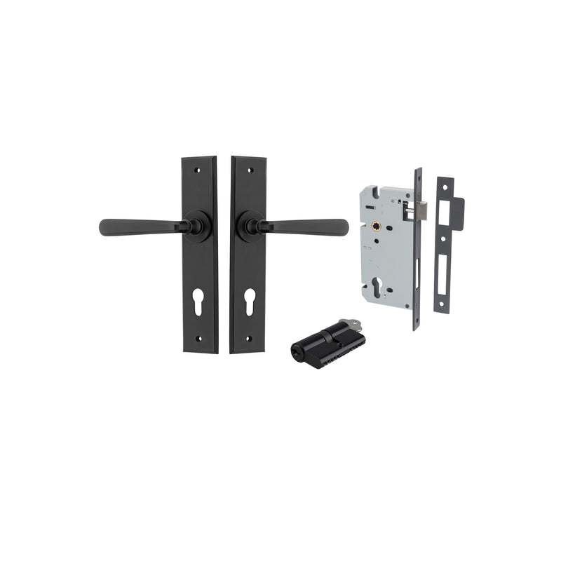 Copenhagen Lever Chamfered Matt Black Entrance Kit - Key/Key