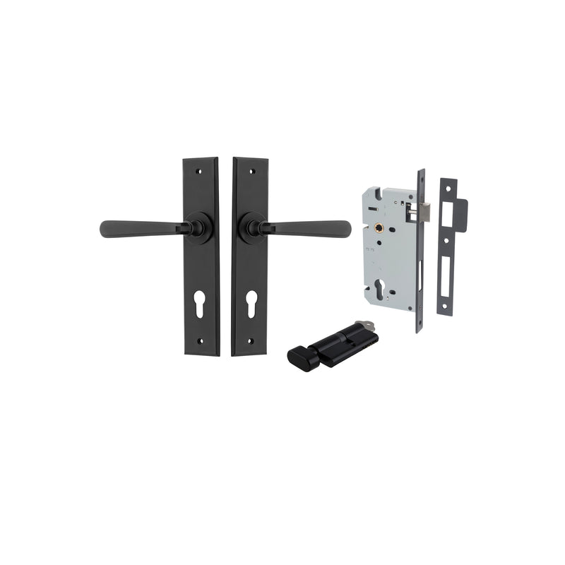 Copenhagen Lever Chamfered Matt Black Entrance Kit - Key/Thumb Turn