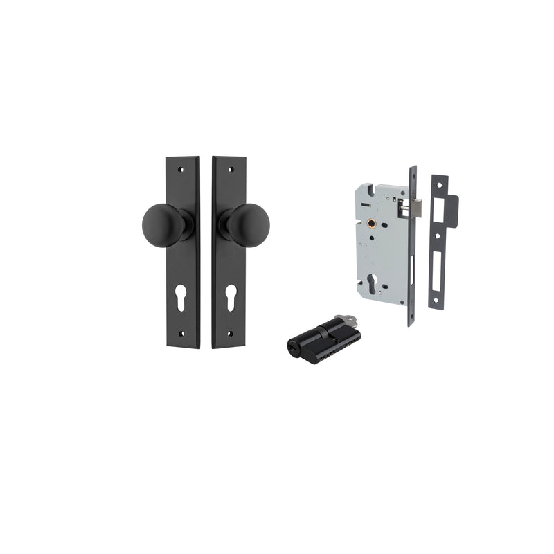 Cambridge Knob Chamfered Matt Black Entrance Kit - Key/Key