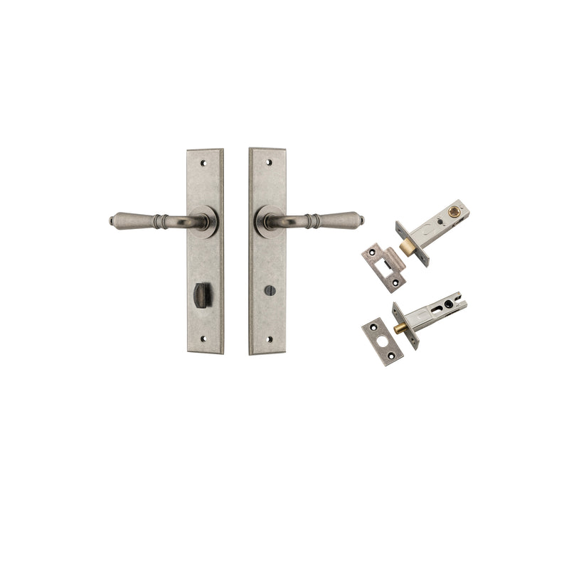 Sarlat Lever Chamfered Distressed Nickel Privacy Kit