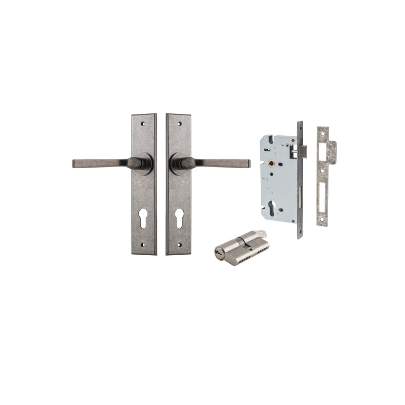 Annecy Lever Chamfered Distressed Nickel Entrance Kit - Key/Key