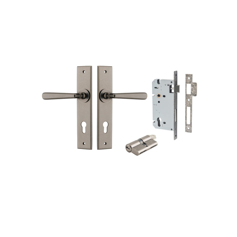 Copenhagen Lever Chamfered Distressed Nickel Entrance Kit - Key/Key