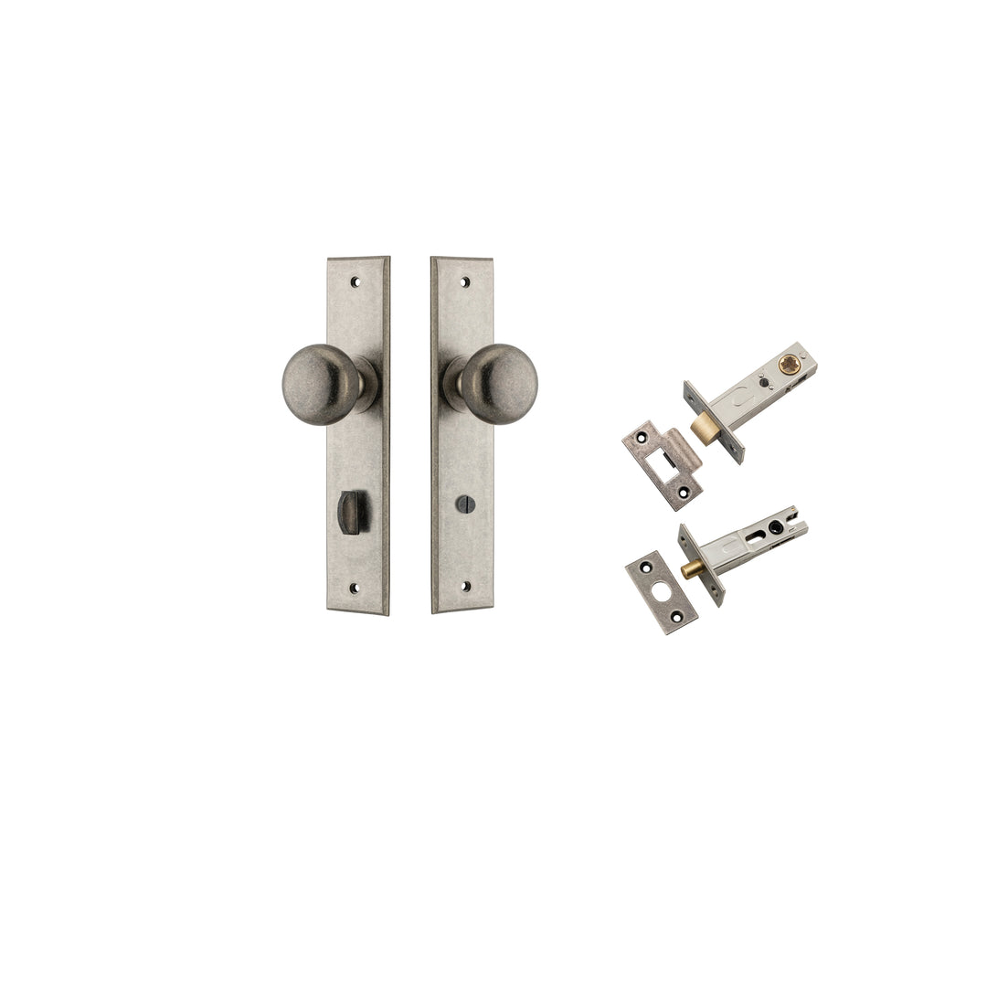 Cambridge Knob Chamfered Distressed Nickel Privacy Kit