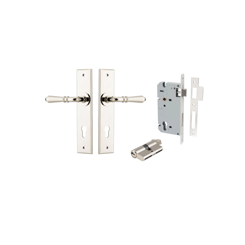 Sarlat Lever Chamfered Polished Nickel Entrance Kit - Key/Key