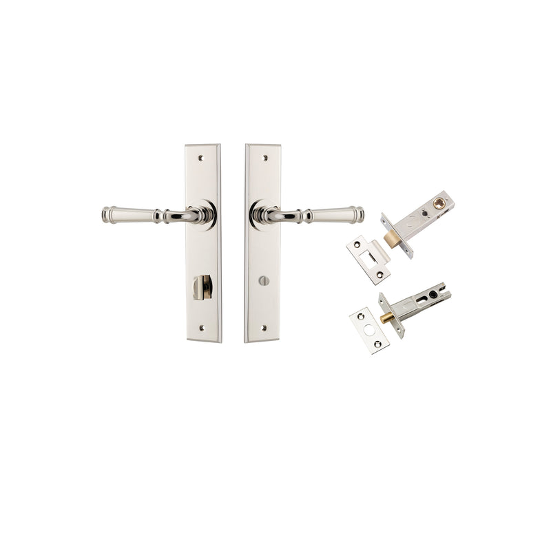 Verona Lever Chamfered Polished Nickel Privacy Kit