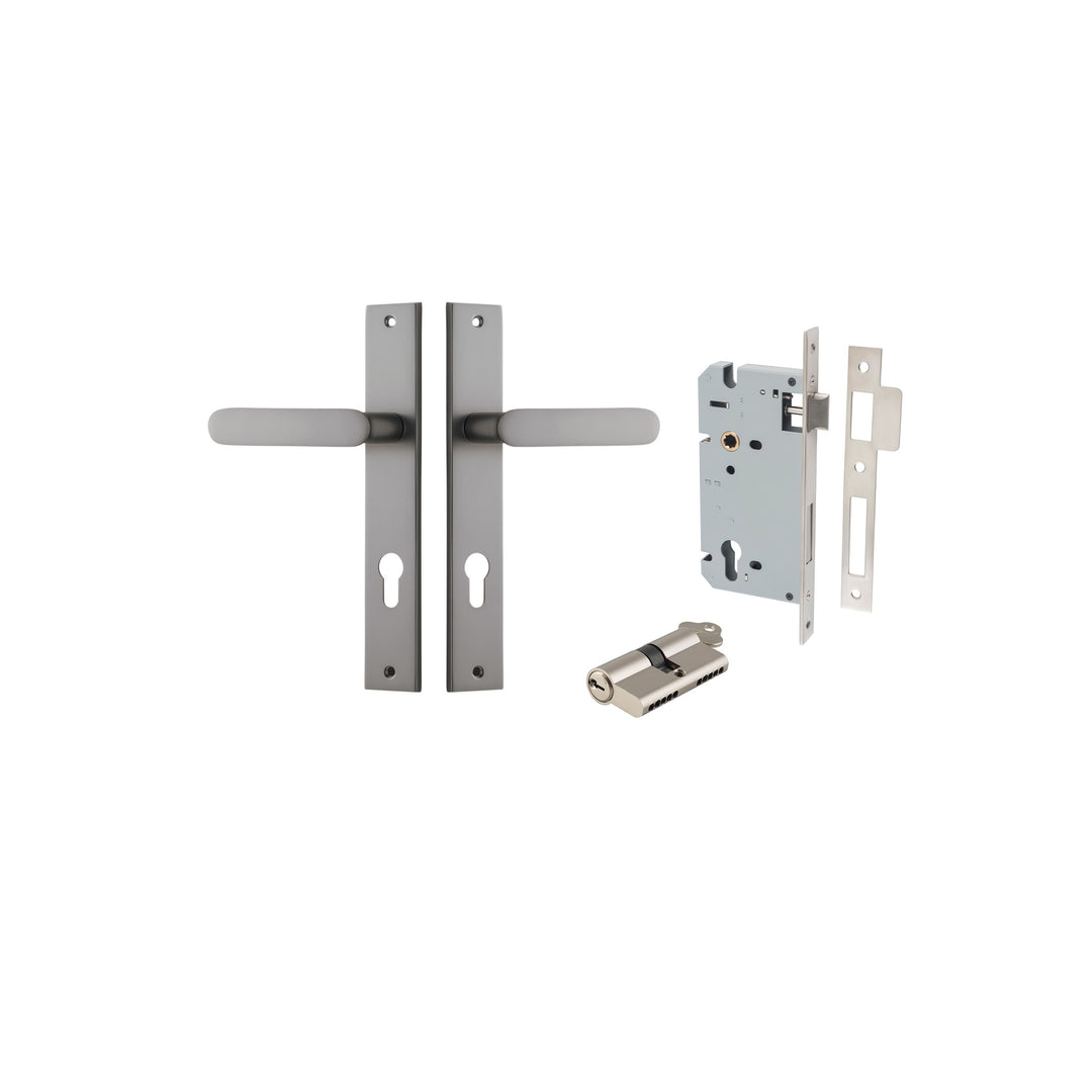 Bronte Lever Rectangular Satin Nickel Entrance Kit - Key/Key