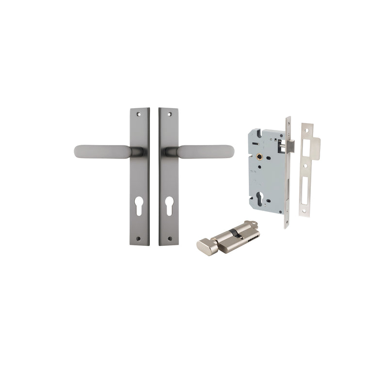 Bronte Lever Rectangular Satin Nickel Entrance Kit - Key/Thumb Turn