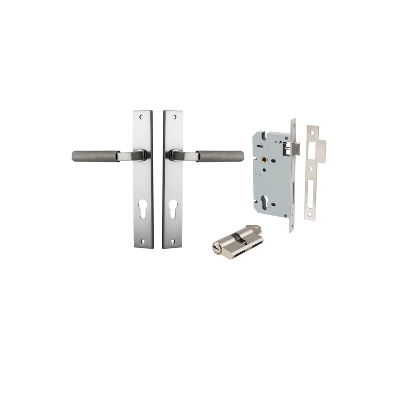 Brunswick Lever Rectangular Satin Nickel Entrance Kit - Key/Key