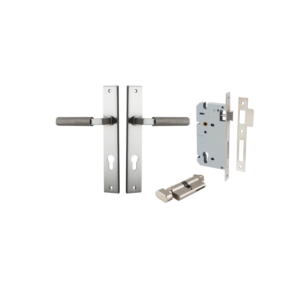 Brunswick Lever Rectangular Satin Nickel Entrance Kit - Key/Thumb Turn