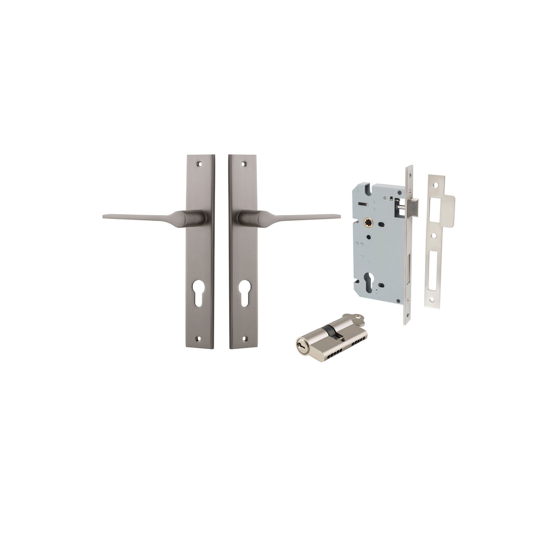 Como Lever Rectangular Satin Nickel Entrance Kit - Key/Key