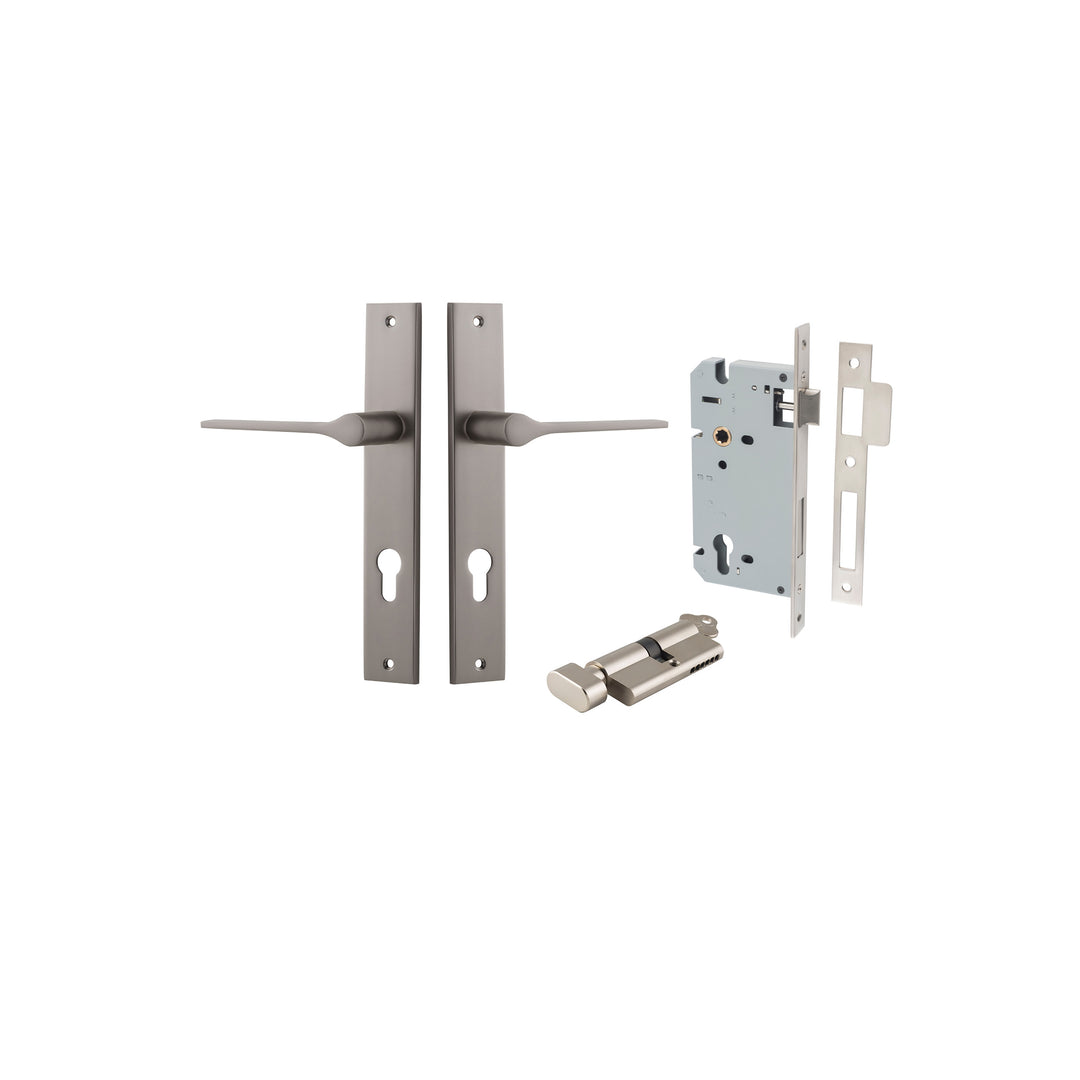 Como Lever Rectangular Satin Nickel Entrance Kit - Key/Thumb Turn