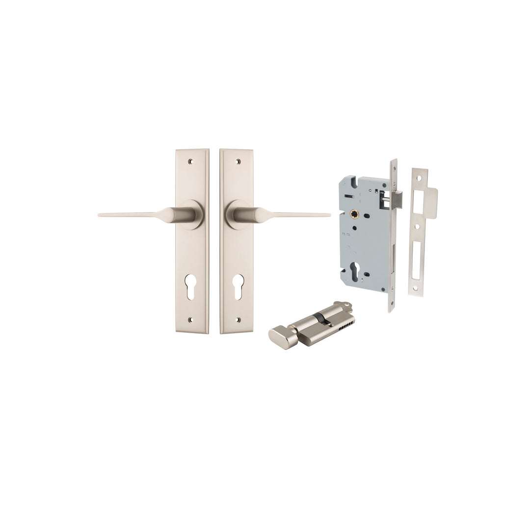 Como Lever Chamfered Satin Nickel Entrance Kit - Key/Thumb Turn