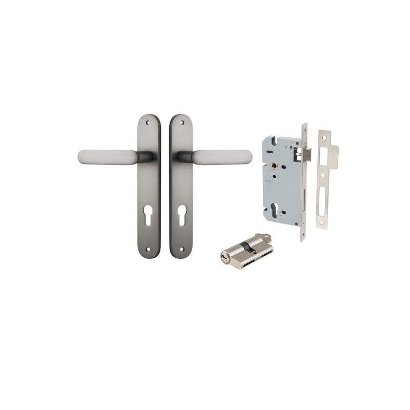 Bronte Lever Oval Satin Nickel Entrance Kit - Key/Key