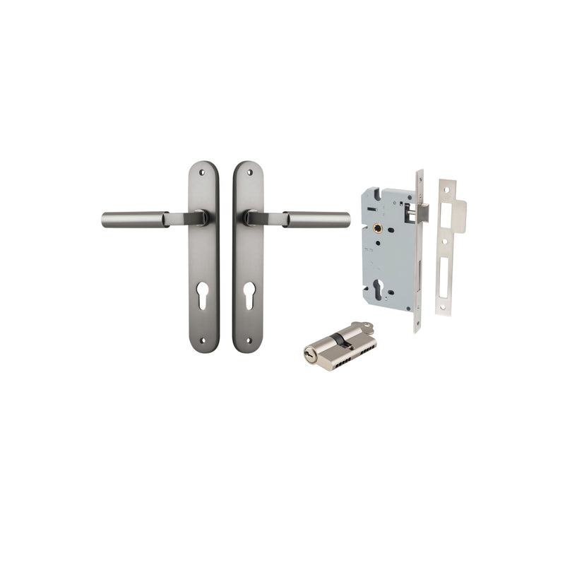 Berlin Lever Oval Satin Nickel Entrance Kit - Key/Key