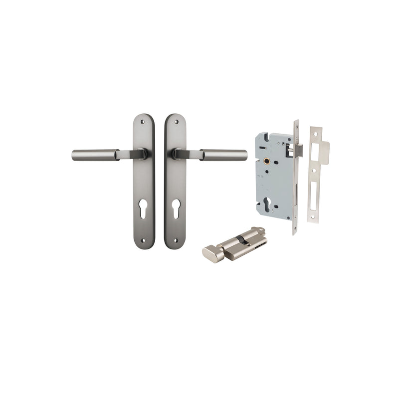 Berlin Lever Oval Satin Nickel Entrance Kit - Key/Thumb Turn