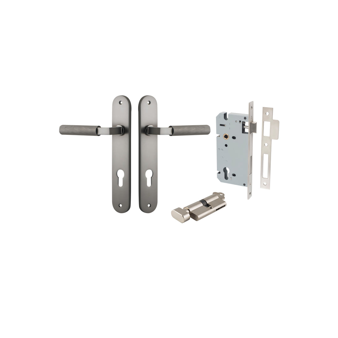 Brunswick Lever Oval Satin Nickel Entrance Kit - Key/Thumb Turn