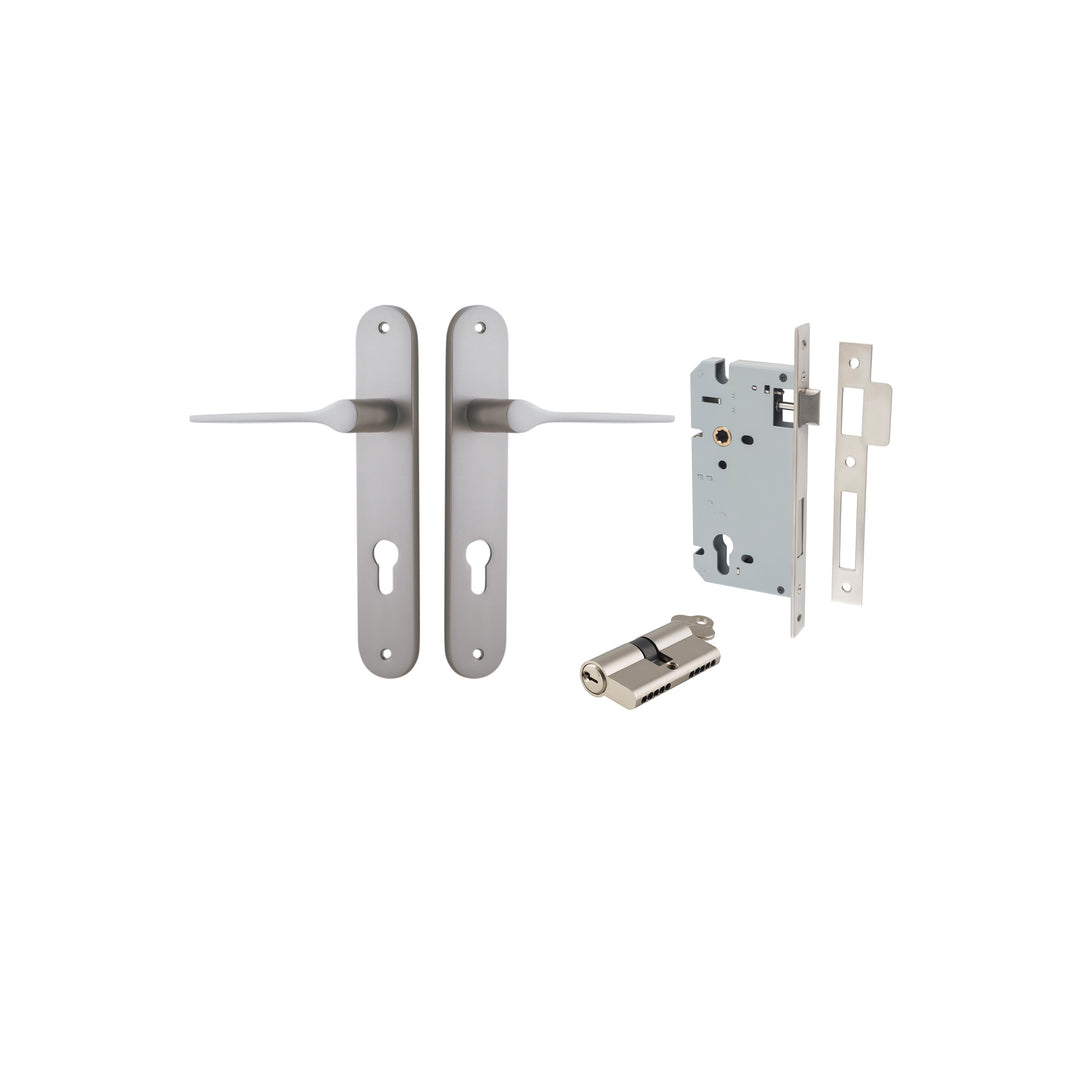 Como Lever Oval Satin Nickel Entrance Kit - Key/Key