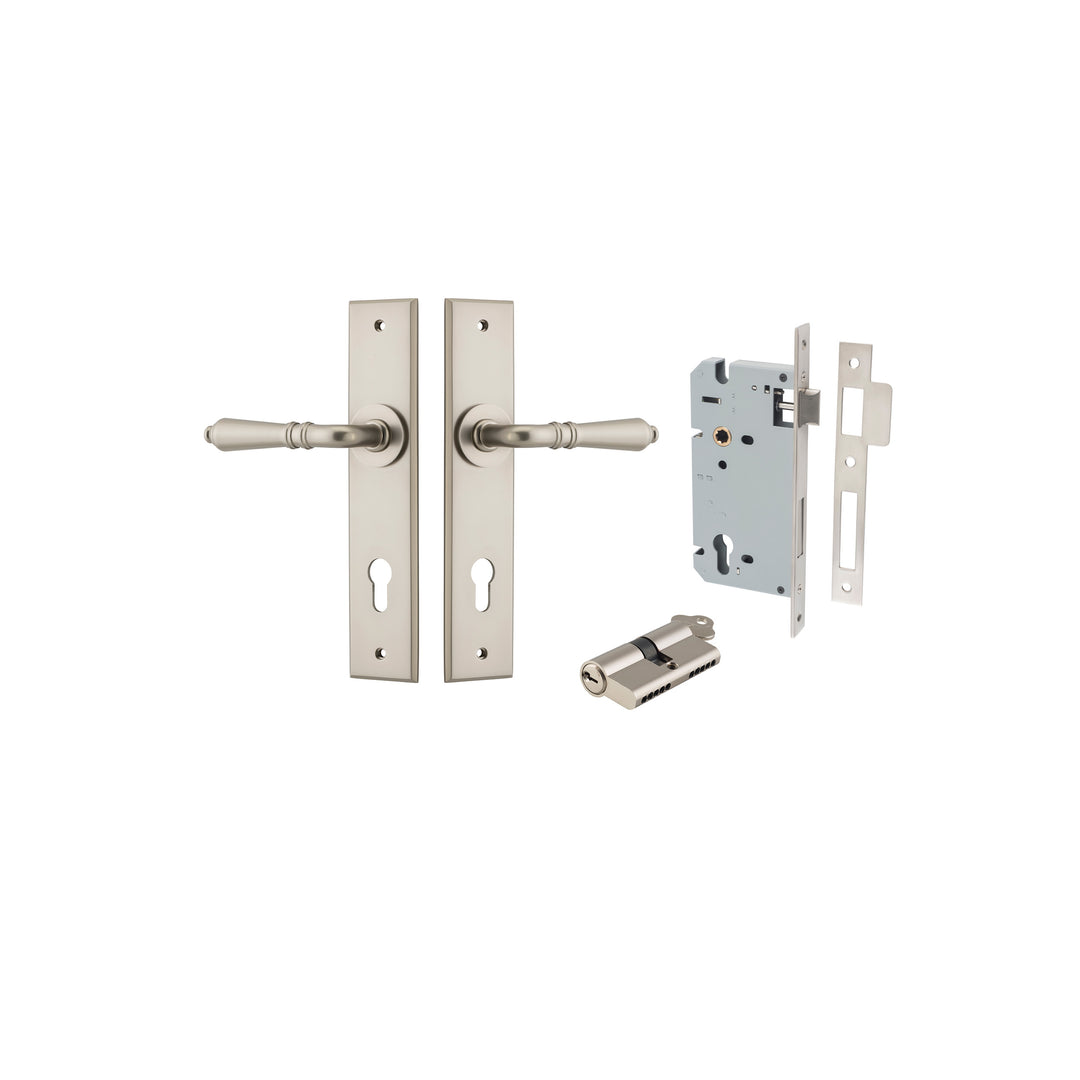 Sarlat Lever Chamfered Satin Nickel Entrance Kit - Key/Key