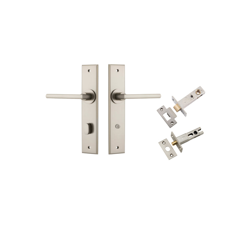 Baltimore Lever Chamfered Satin Nickel Privacy Kit