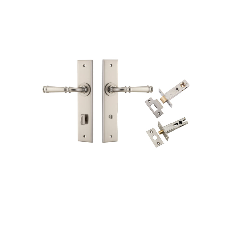 Verona Lever Chamfered Satin Nickel Privacy Kit