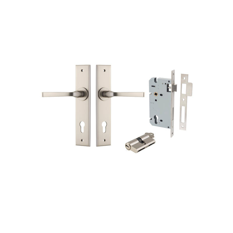 Annecy Lever Chamfered Satin Nickel Entrance Kit - Key/Key