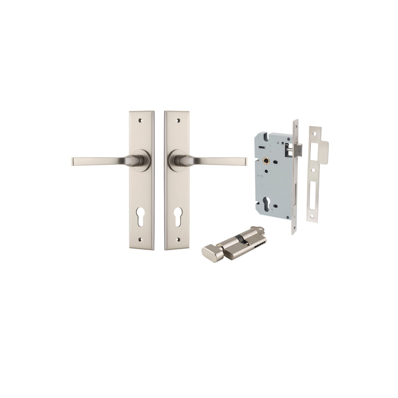 Annecy Lever Chamfered Satin Nickel Entrance Kit - Key/Thumb Turn