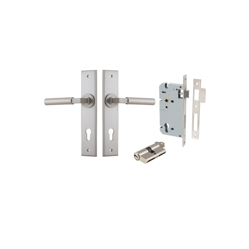 Berlin Lever Chamfered Satin Nickel Entrance Kit - Key/Key