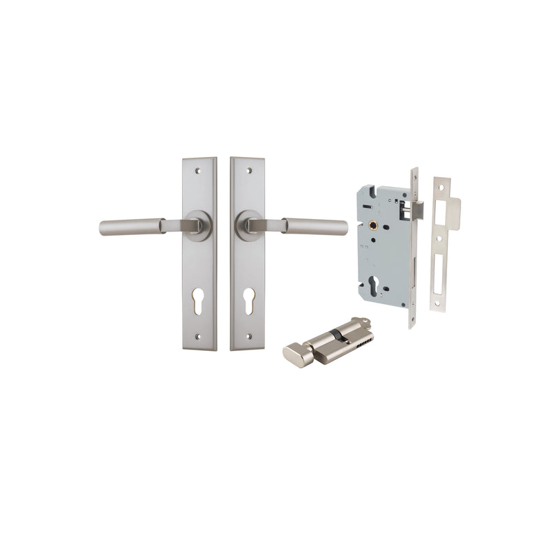 Berlin Lever Chamfered Satin Nickel Entrance Kit - Key/Thumb Turn