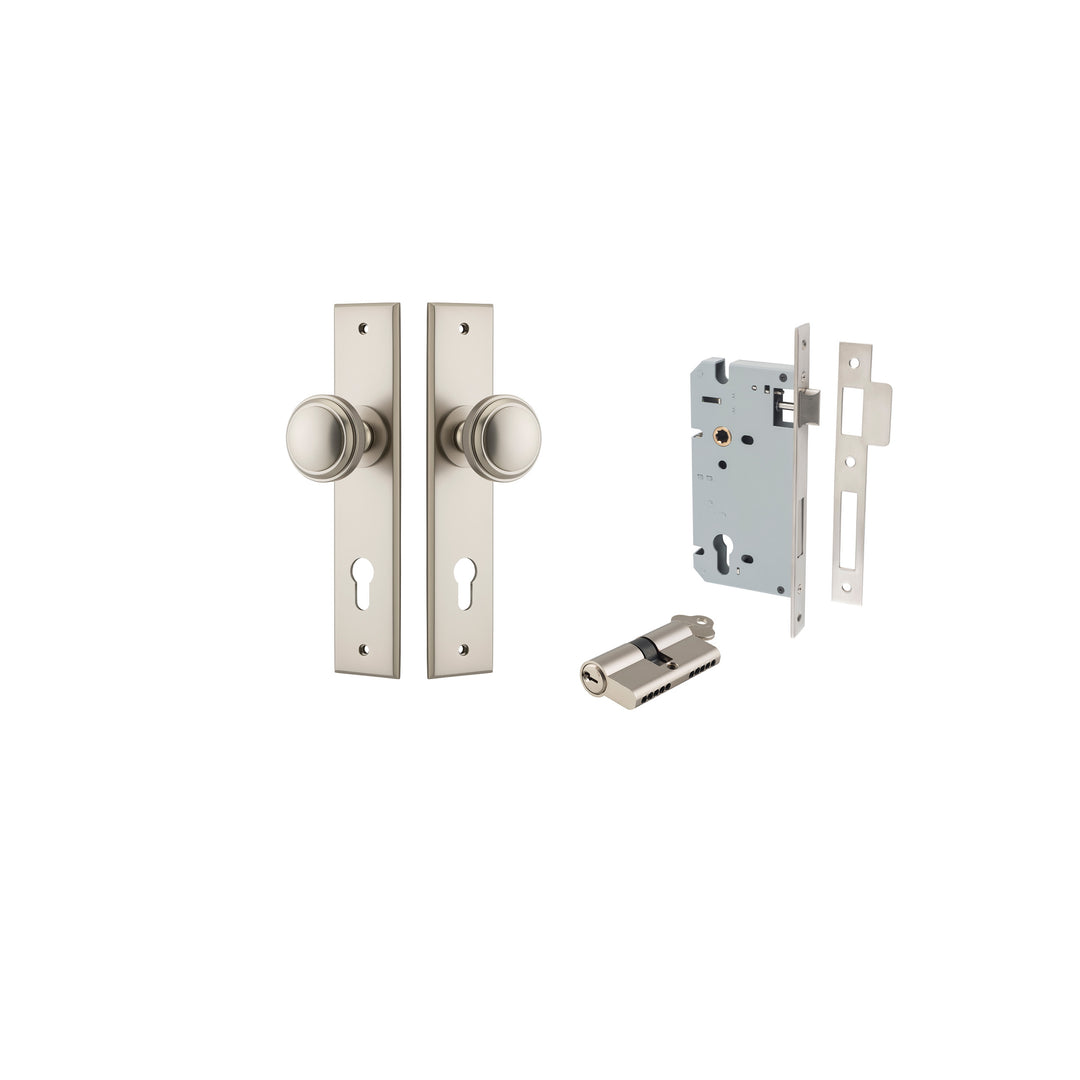 Paddington Knob Chamfered Satin Nickel Entrance Kit - Key/Key
