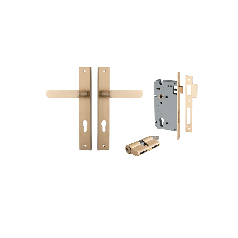 Bronte Lever Rectangular Brushed Brass Entrance Kit - Key/Key