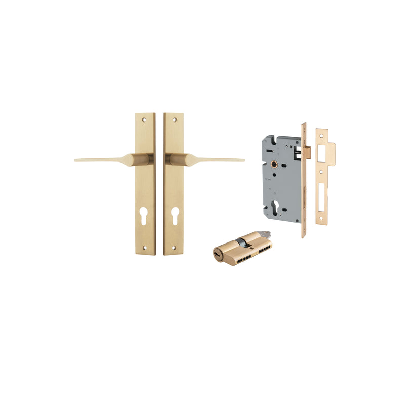 Como Lever Rectangular Brushed Brass Entrance Kit - Key/Key