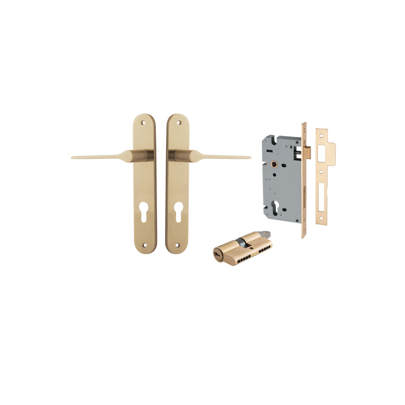 Como Lever Oval Brushed Brass Entrance Kit - Key/Key