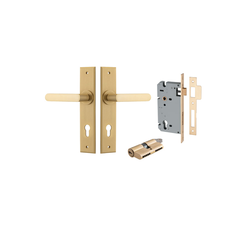 Osaka Lever Chamfered Brushed Brass Entrance Kit - Key/Key