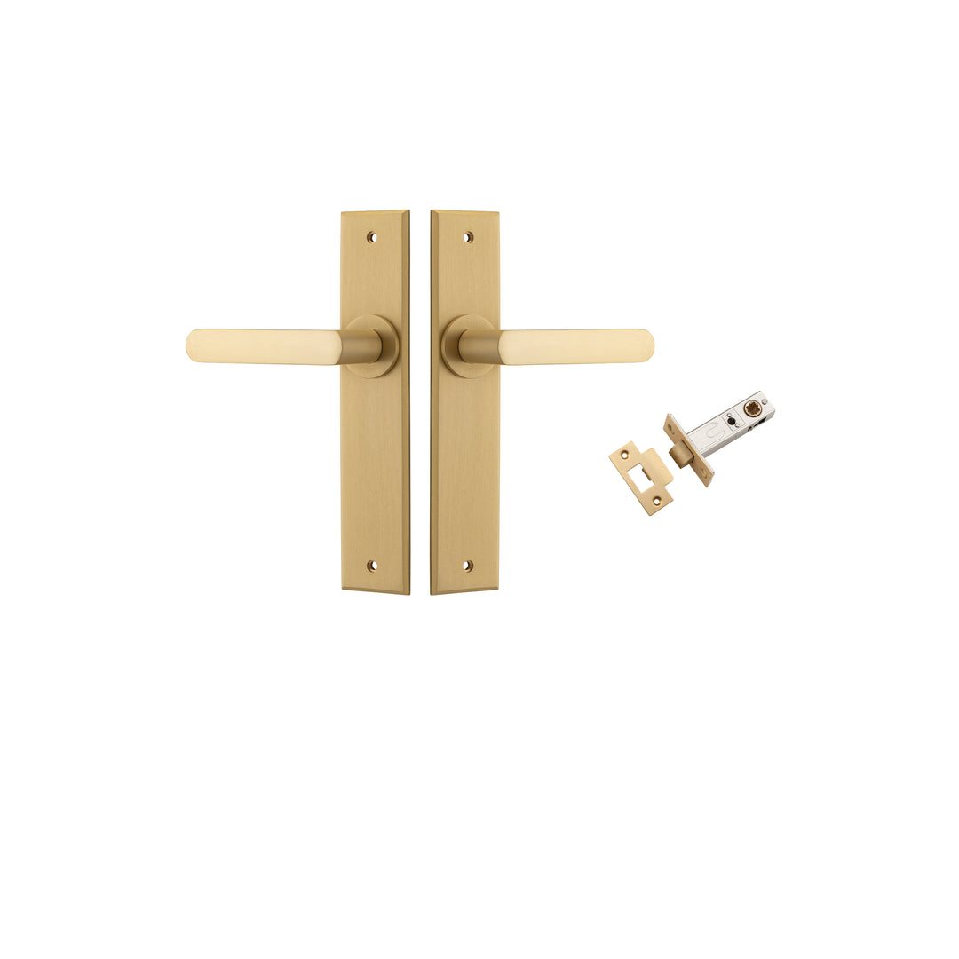 Osaka Lever Chamfered Brushed Brass Passage Kit