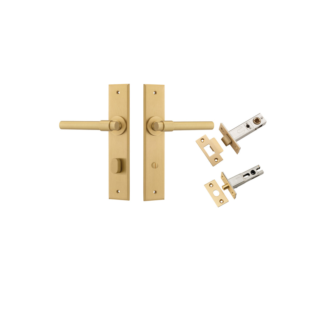 Helsinki Lever Chamfered Brushed Brass Privacy Kit