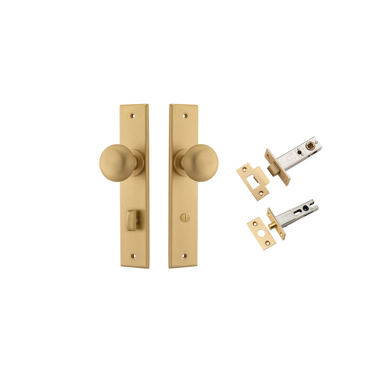 Cambridge Knob Chamfered Brushed Brass Privacy Kit