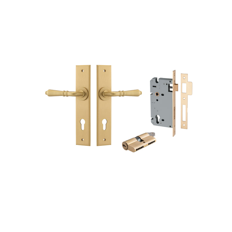 Sarlat Lever Chamfered Brushed Brass Entrance Kit - Key/Key