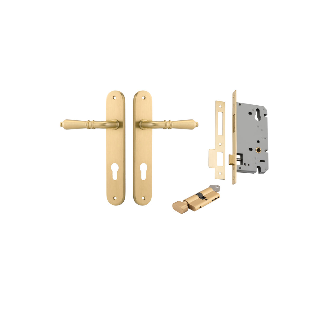 Sarlat Lever Oval Brushed Gold PVD Entrance Kit - Key/Thumb Turn